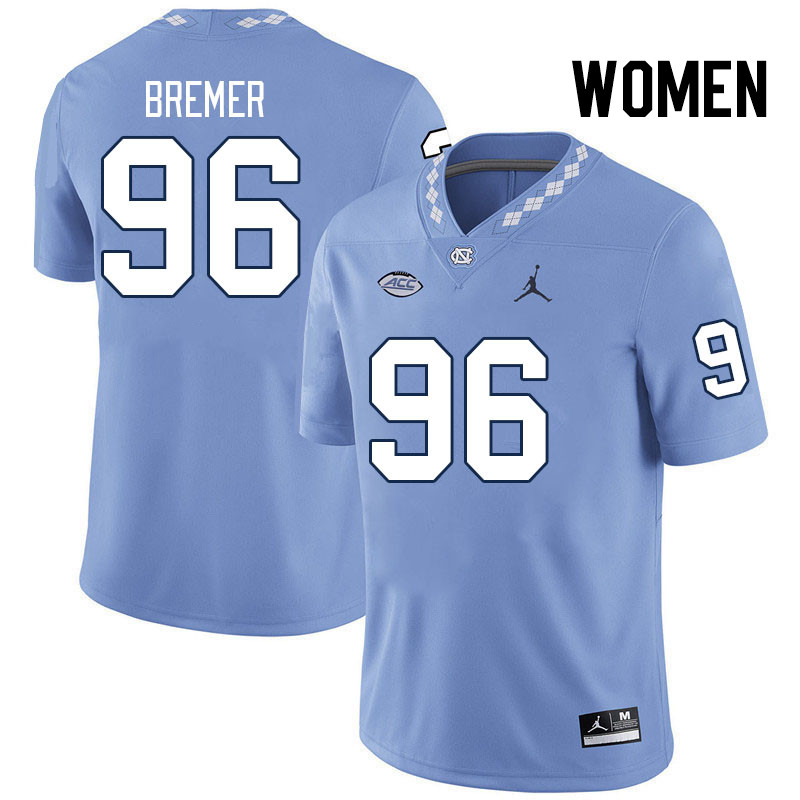 Women #96 Damon Bremer North Carolina Tar Heels College Football Jerseys Stitched Sale-Carolina Blue